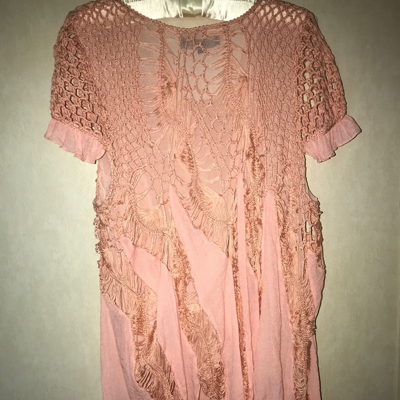 Pyramid Collection 1X Peach Cap Sleeve Blouse - Picture 3 of 4